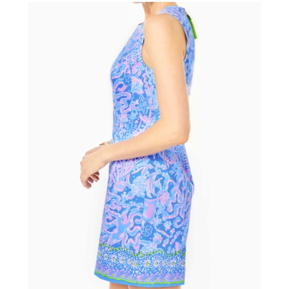 Lilly‎ Pulitzer Mika Stretch Shift Boca Blue Sea What I Sea Dress Size 12 - Picture 4 of 12